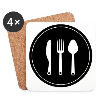 Fork cutlery - Coasters (set of 4) - white - Front