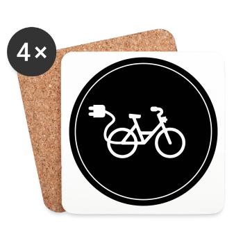 ebike fahrrad Radfahren - Untersetzer (4er-Set) - Weiß - Vorne