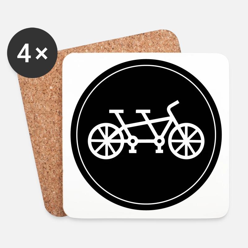 Fahrrad tandem - Untersetzer (4er-Set) - Weiß
