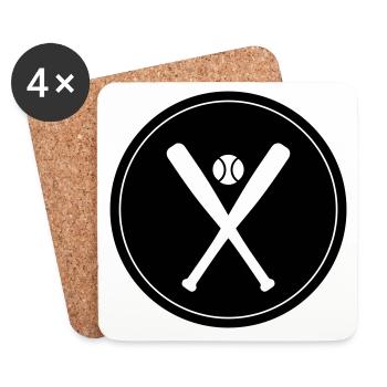 Icône du baseball - Dessous de verre (lot de 4) - blanc - Devant