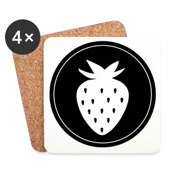 Fruit Strawberry - Coasters (set of 4) - white - Front