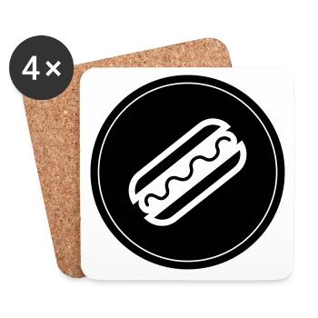 Symbole Hotdog Foodie - Dessous de verre (lot de 4) - blanc - Devant