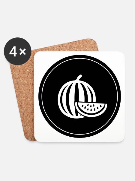 Melone Frucht - Untersetzer (4er-Set) - Weiß