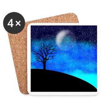 Nacht Baum Design T-shirt - Untersetzer (4er-Set) - Weiß - Vorne