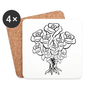 blumenstrauß blumen pflanzen symbol - Untersetzer (4er-Set) - Weiß - Vorne