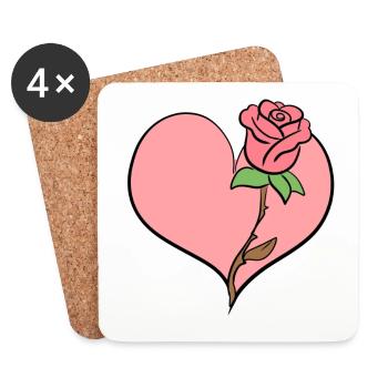 rose blume herz form symbol rosa - Untersetzer (4er-Set) - Weiß - Vorne