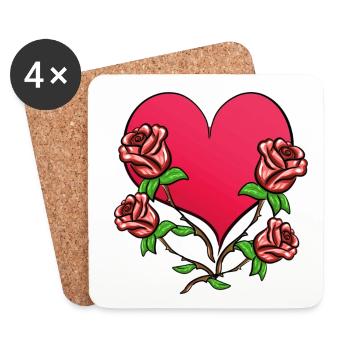 rose blume herz form symbol rosen - Untersetzer (4er-Set) - Weiß - Vorne