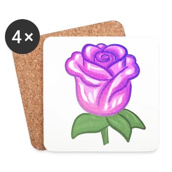lila pflanze blume rose glitzer blüte - Untersetzer (4er-Set) - Weiß - Vorne
