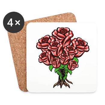 Bouquet Cartoon Rouge Symbole - Dessous de verre (lot de 4) - blanc - Devant