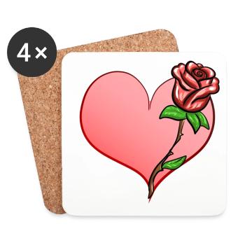 rose blume herz form symbol - Untersetzer (4er-Set) - Weiß - Vorne