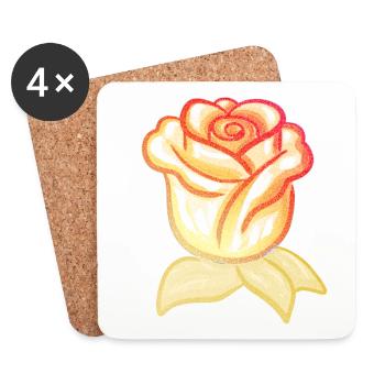 goldene pflanze blume rose glitzer - Untersetzer (4er-Set) - Weiß - Vorne