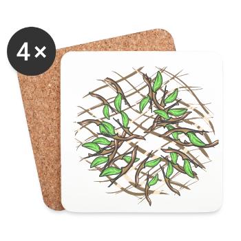 Crosses Pattern Cross Nature Branches Leaves - Coasters (set of 4) - white - Front