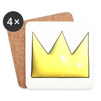 Golden Crown Cartoon Symbol Form - Coasters (set of 4) - white - Front