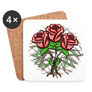 Crosses Pattern Cross Plants Roses - Coasters (set of 4) - white - Front
