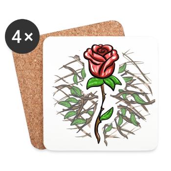 Crosses Pattern Cross Rose Plant Symbol - Coasters (set of 4) - white - Front