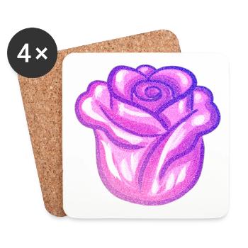 lila blume rose glitzer blüte - Untersetzer (4er-Set) - Weiß - Vorne