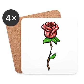 Symbol flower shape plant red - Coasters (set of 4) - white - Front