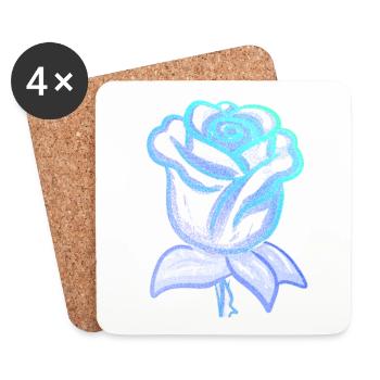 Rose flower flower blue - Coasters (set of 4) - white - Front