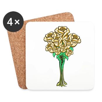 Symbole des roses dorées - Dessous de verre (lot de 4) - blanc - Devant