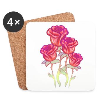 rote blumen blume rose glitzer - Untersetzer (4er-Set) - Weiß - Vorne