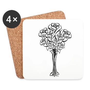 Bouquet Symbol Form Cartoon - Coasters (set of 4) - white - Front