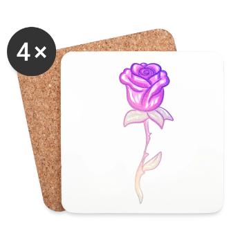 lila pflanze blume rose glitzer - Untersetzer (4er-Set) - Weiß - Vorne