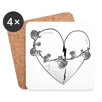 herz rosen narben grau symbol - Untersetzer (4er-Set) - Weiß - Vorne