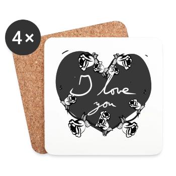 graues herz ich liebe dich blumen valentinstag sym - Untersetzer (4er-Set) - Weiß - Vorne
