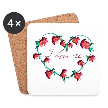 rote pflanzen herz blume ich liebe dich - Untersetzer (4er-Set) - Weiß - Vorne