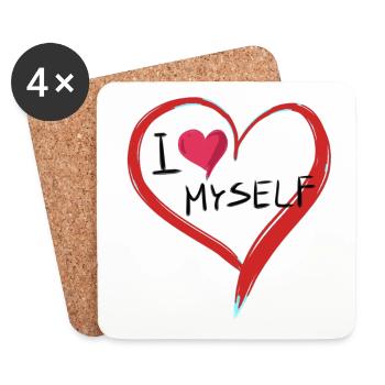 ich liebe mich herz text symbol form - Untersetzer (4er-Set) - Weiß - Vorne
