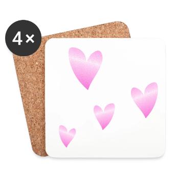 herzen rosa glitzer symbol liebe form - Untersetzer (4er-Set) - Weiß - Vorne