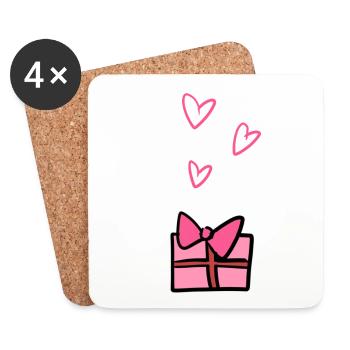 Symbole cadeau Donnez aux cœurs Noël - Dessous de verre (lot de 4) - blanc - Devant