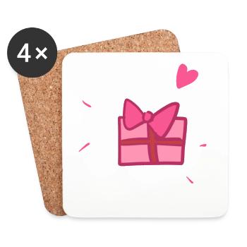Gift Pink Symbol Christmas Heart - Coasters (set of 4) - white - Front
