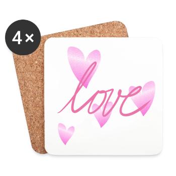herz rosa glitzer symbol liebe form - Untersetzer (4er-Set) - Weiß - Vorne