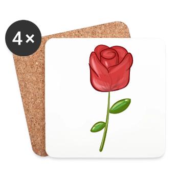 Symbole de plante à fleur rouge Rose - Dessous de verre (lot de 4) - blanc - Devant