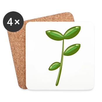 Symbole de la Plante Nature Feuilles Vertes - Dessous de verre (lot de 4) - blanc - Devant