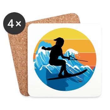 Vintage Retro Water Skiing Ski Water sport - Coasters (set of 4) - white - Front