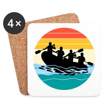 Vintage Retro Rafting Team Raft White Water Rafter - Dessous de verre (lot de 4) - blanc - Devant