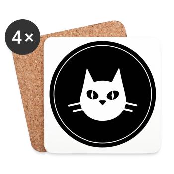 Cat Head Circle - Coasters (set of 4) - white - Front