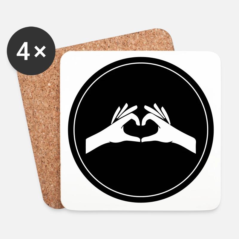 Hände Herz Kreis - Untersetzer (4er-Set) - Weiß