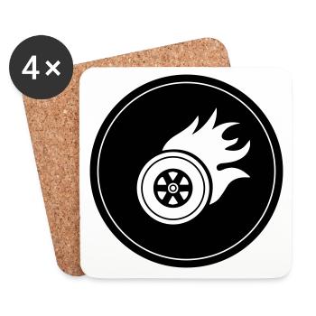 Cercle de tir de pneu - Dessous de verre (lot de 4) - blanc - Devant