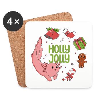 Holly Jolly Axolotl - Coasters (set of 4) - white - Front