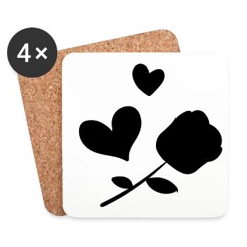 rose hearts heart symbol flower - Coasters (set of 4) - white - Front