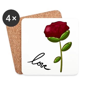 rote blume symbol natur - Untersetzer (4er-Set) - Weiß - Vorne