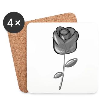 Symbole de plante à fleur grise rose - Dessous de verre (lot de 4) - blanc - Devant