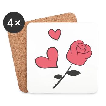 rote rose herzen herz - Untersetzer (4er-Set) - Weiß - Vorne
