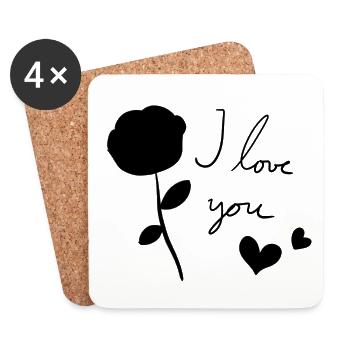 rose blume pflanze symbol ich liebe dich - Untersetzer (4er-Set) - Weiß - Vorne