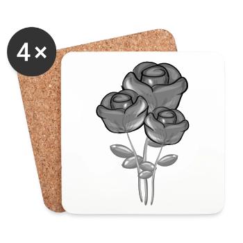 Trois roses grises symbole nature - Dessous de verre (lot de 4) - blanc - Devant