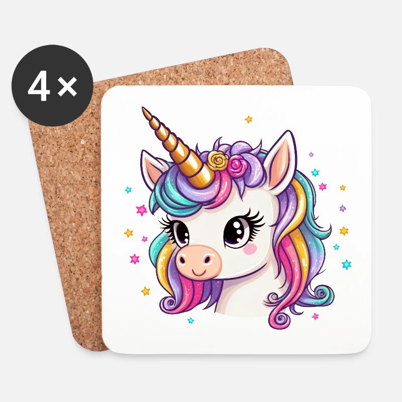 Niedliches Einhorn - Untersetzer (4er-Set) - Weiß
