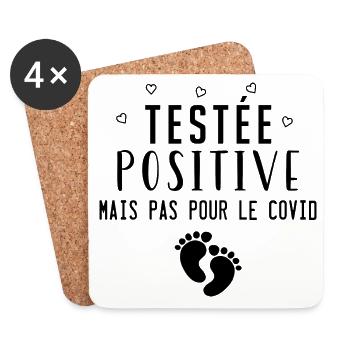 Testée positive mais pas pour le covid - Dessous de verre (lot de 4) - blanc - Devant